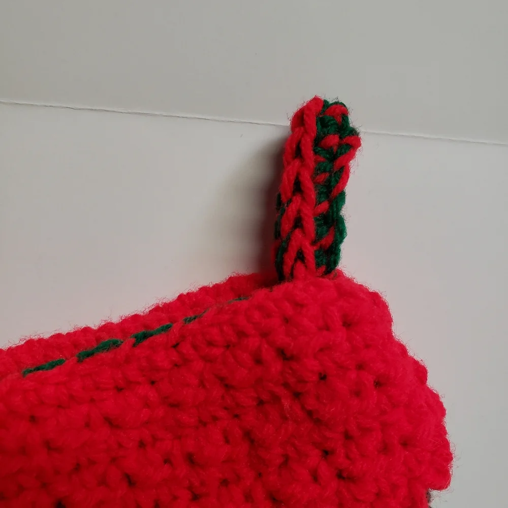 Vintage Handmade Crochet Christmas Stocking Holiday Decor - Picture 6 of 6